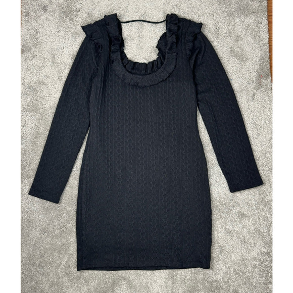 19 Cooper Ruffle Long Sleeve Knit Dress Black XL Coquette Whimsigoth Romantic - Picture 3 of 13